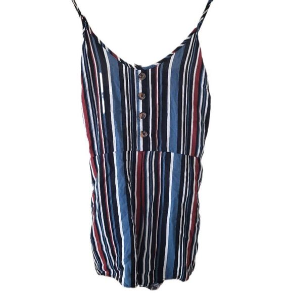 UK2LA Striped Romper with Button Front - Picture 1 of 5